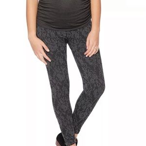 Motherhood Maternity Fleece Lined Leggings - One Size - Black Floral